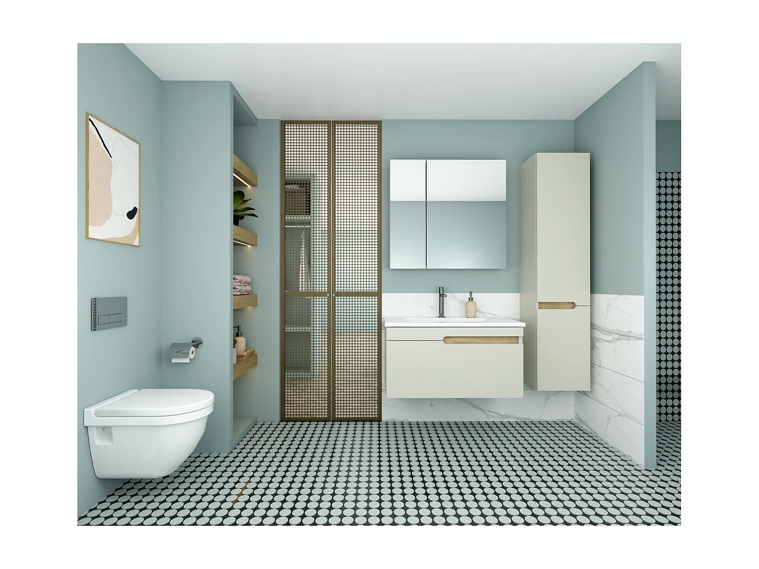 Meuble sous Lavabo Napa, Blanc, 43x82x50 cm, Epikasa