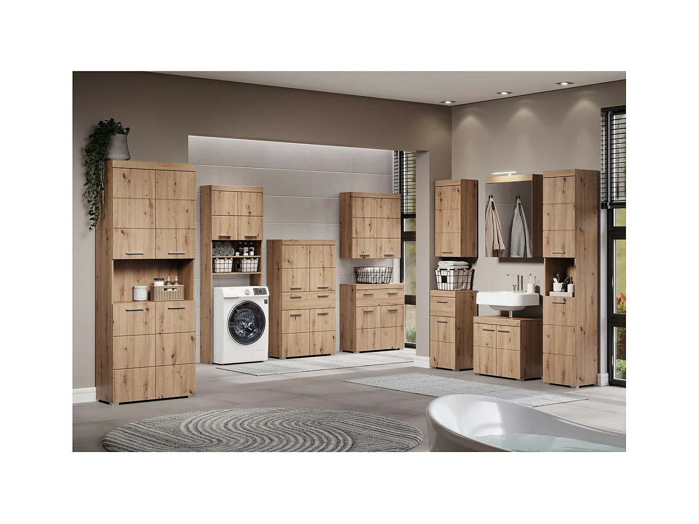 Meuble de Salle de Bain Sous Lavabo Amanda, Marron, 60x34x56 cm, Seven Design