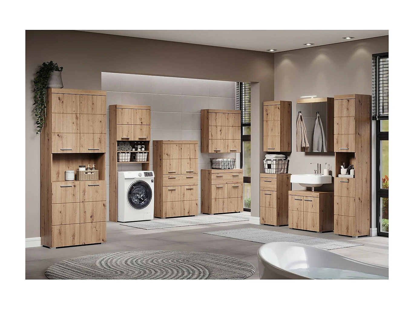 Meuble de Salle de Bain Sous Lavabo Amanda, Marron, 60x34x56 cm, Seven Design