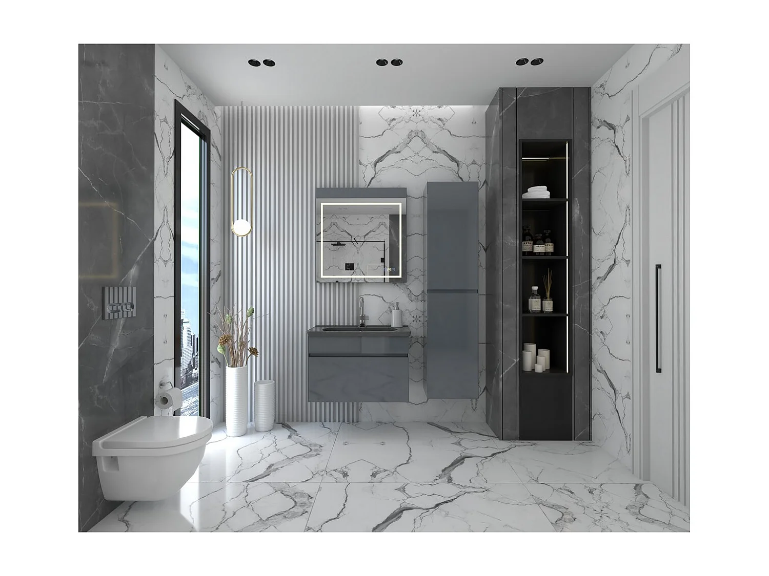 Onder Wastafel Eenheid Premiere, Grijs, 43x96x50 cm, EPIKASA