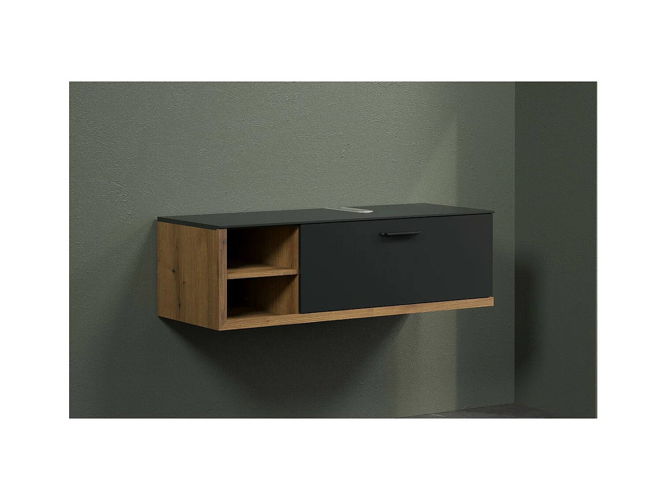 Badkamermeubel onder de Wastafel Synnax, Antraciet, 120x45x36 cm, Seven Design