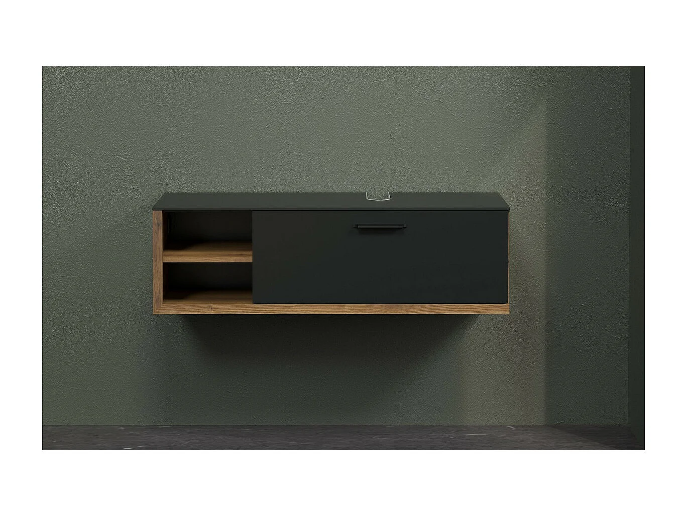 Meuble de Salle de Bain Sous Lavabo Synnax, Anthracite, 120x45x36 cm, Seven Design