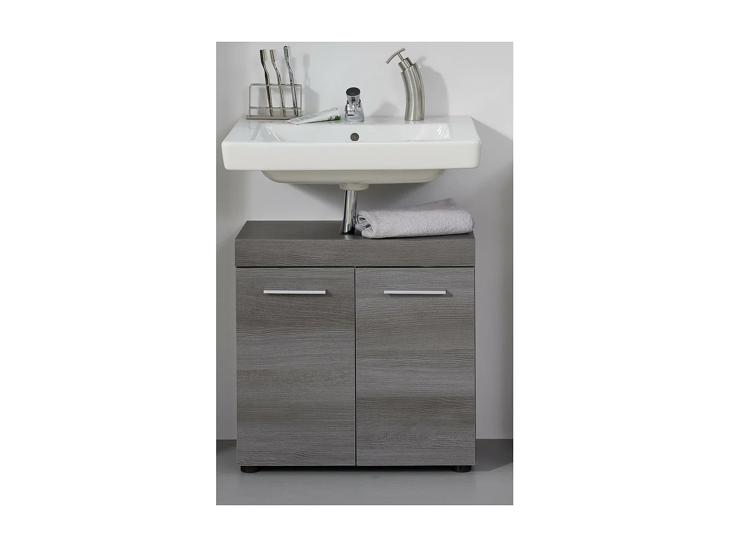 Meuble de Salle de Bain Sous Lavabo Moon, Gris, 58x31x57 cm, Seven Design