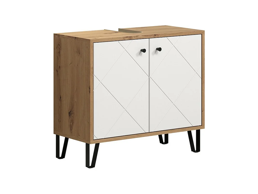 Meuble sous Lavabo Touch, Blanc, 69x61x32 cm, EPIKASA