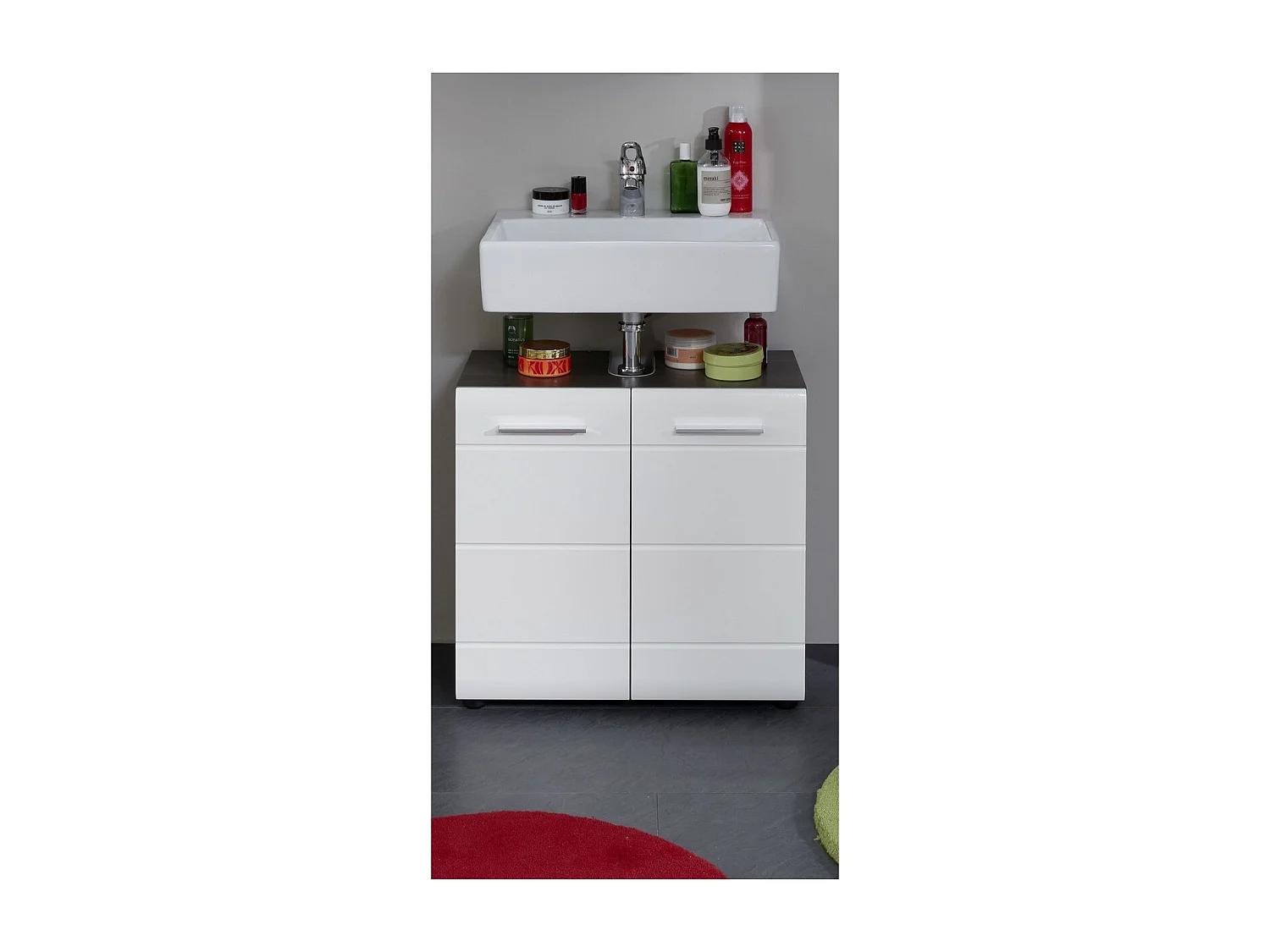 Meuble de Salle de Bain Sous Lavabo Line, Blanc, 60x31x57 cm, Seven Design