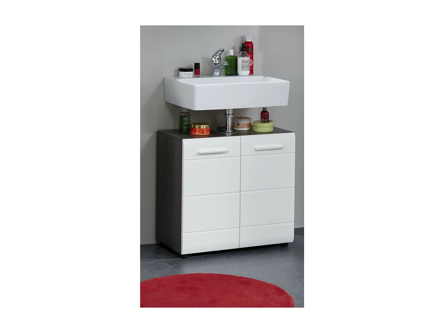 Meuble de Salle de Bain Sous Lavabo Line, Blanc, 60x31x57 cm, Seven Design