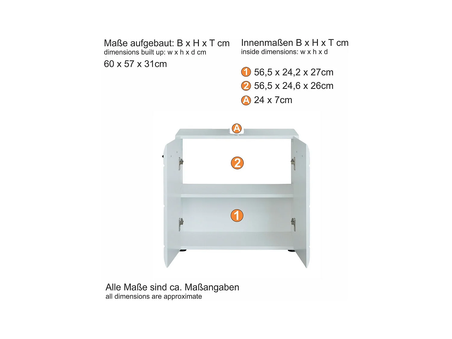 Onder Wastafel Eenheid Skin, Wit, 60x56x31 cm, EPIKASA