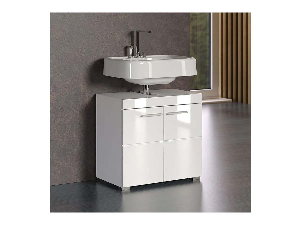 Meuble de Salle de Bain Sous Lavabo Amanda, Blanc, 60x34x56 cm, Seven Design