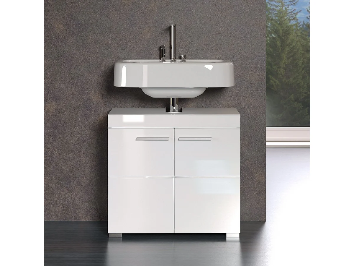 Meuble de Salle de Bain Sous Lavabo Amanda, Blanc, 60x34x56 cm, Seven Design