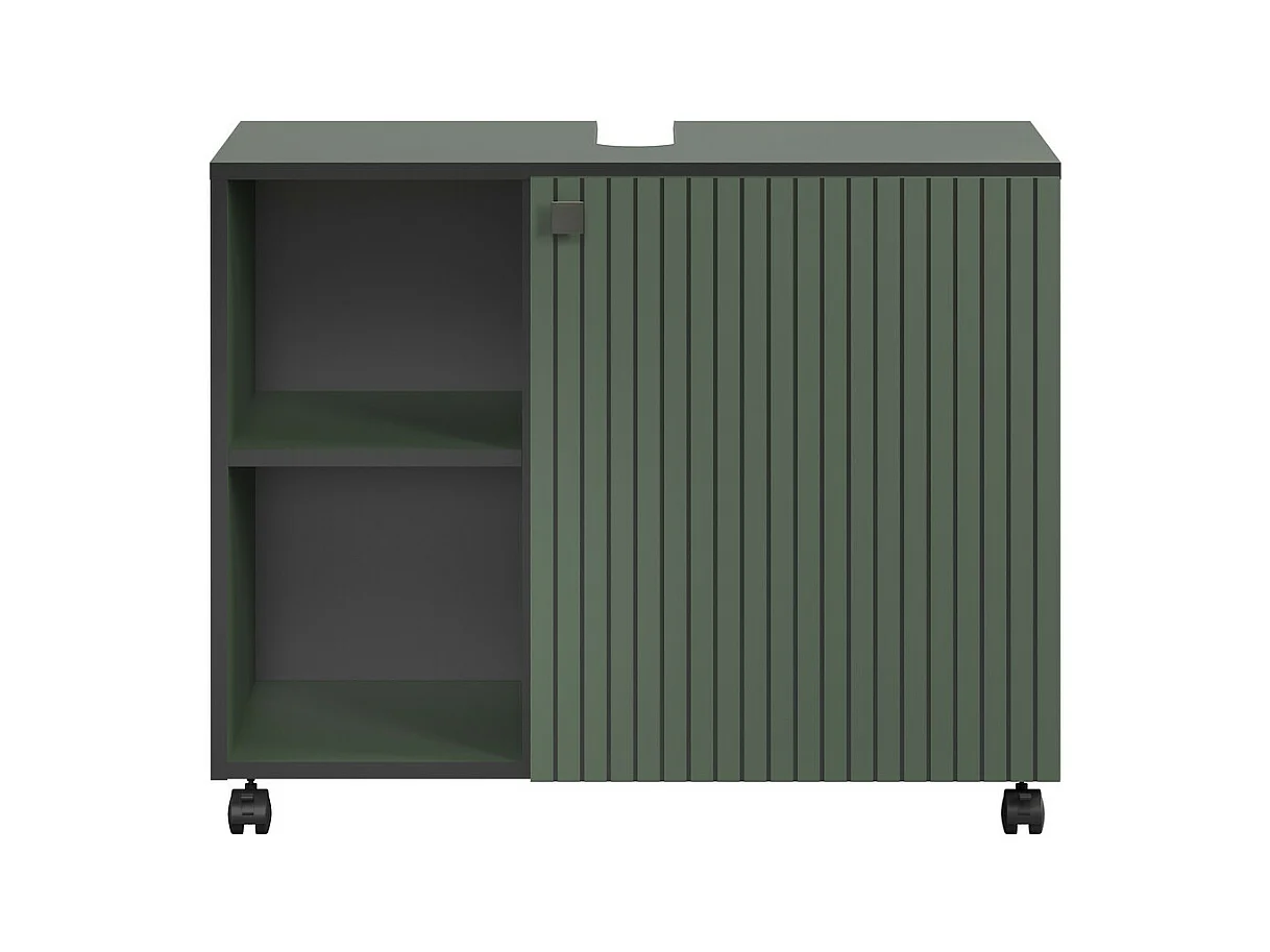 Meuble de Salle de Bain Sous Lavabo Pure, Vert, 80x42x64 cm, Seven Design