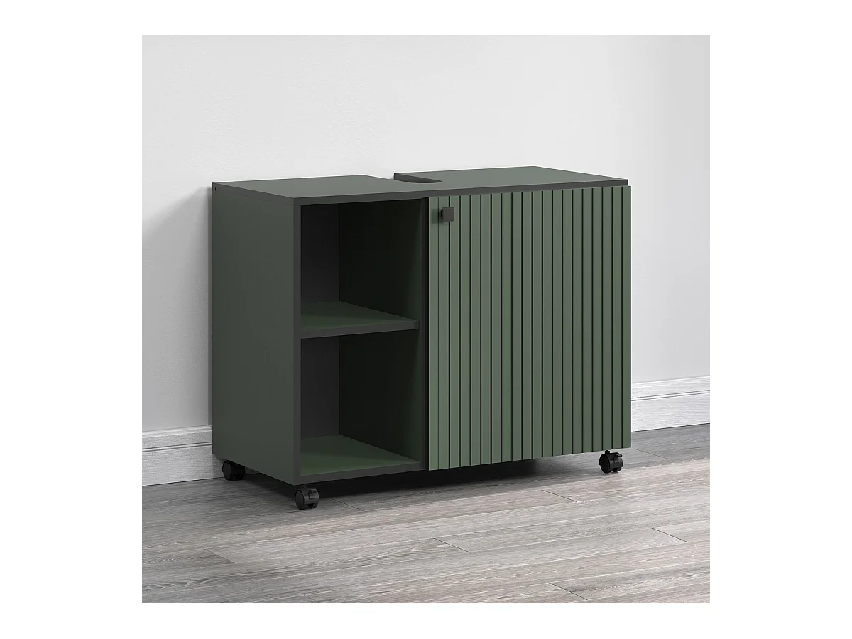 Meuble de Salle de Bain Sous Lavabo Pure, Vert, 80x42x64 cm, Seven Design