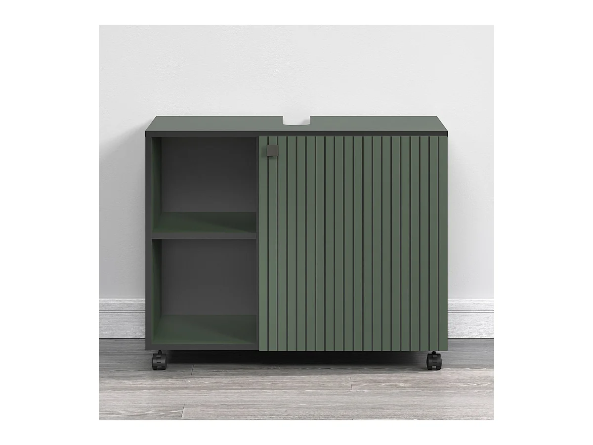 Meuble de Salle de Bain Sous Lavabo Pure, Vert, 80x42x64 cm, Seven Design