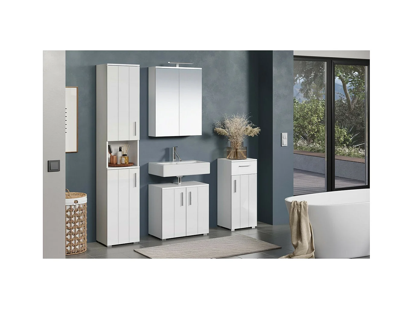 Mobile Sotto Lavabo Wons, Bianco, 60x58x34 cm, EPIKASA