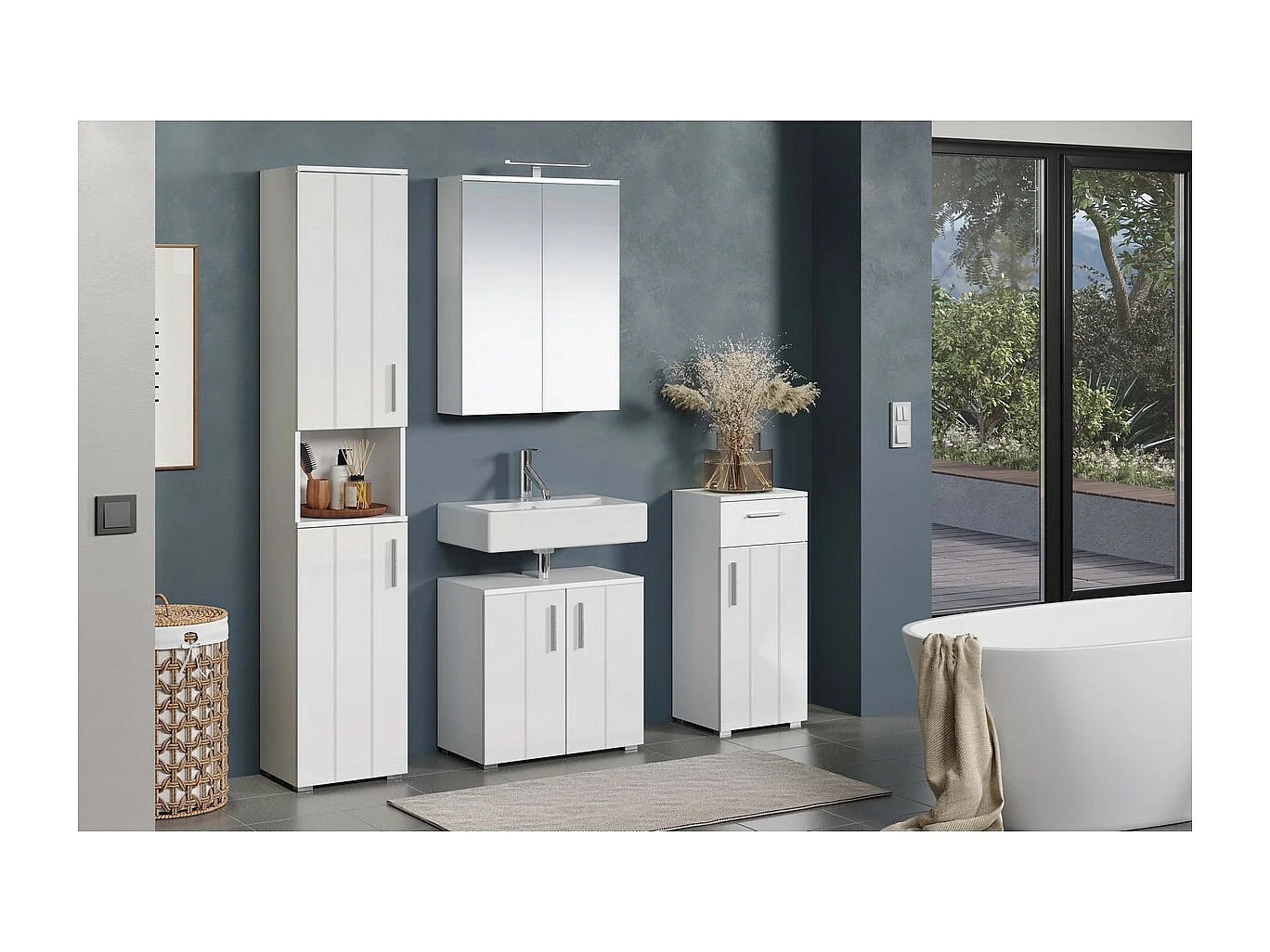 Mueble de Baño para Lavabo Wons, Blanco, 60x34x58 cm, Seven Design