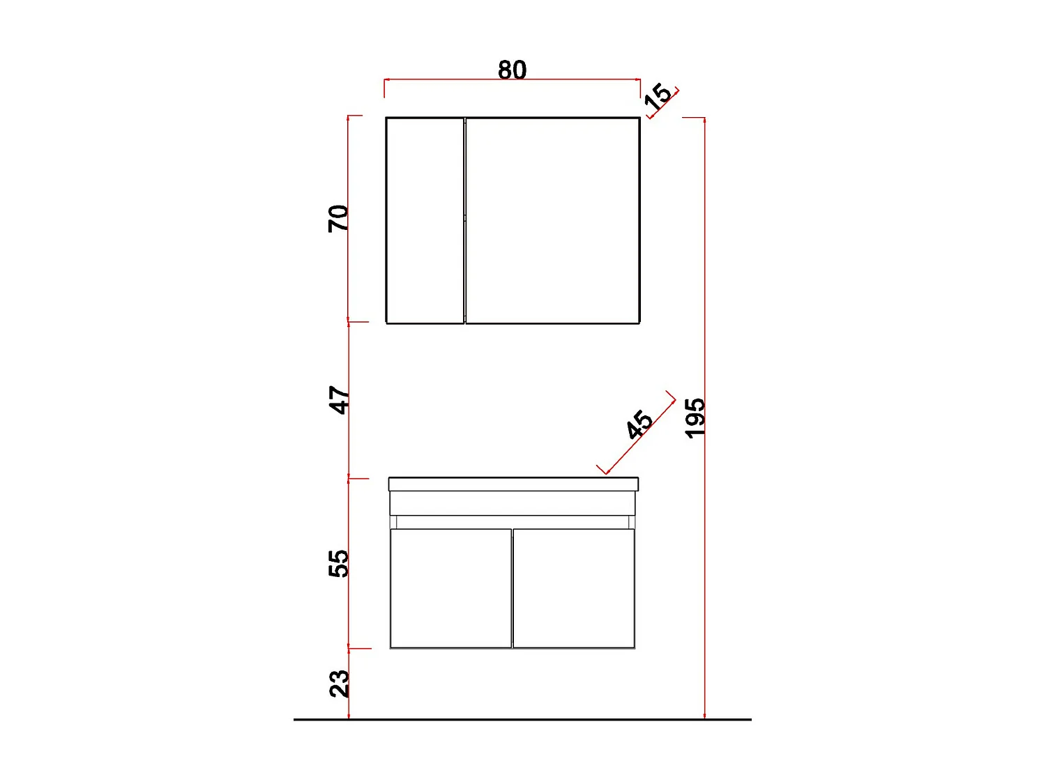 Meuble sous Lavabo Ruby, Blanc, 44x78x50 cm, Epikasa