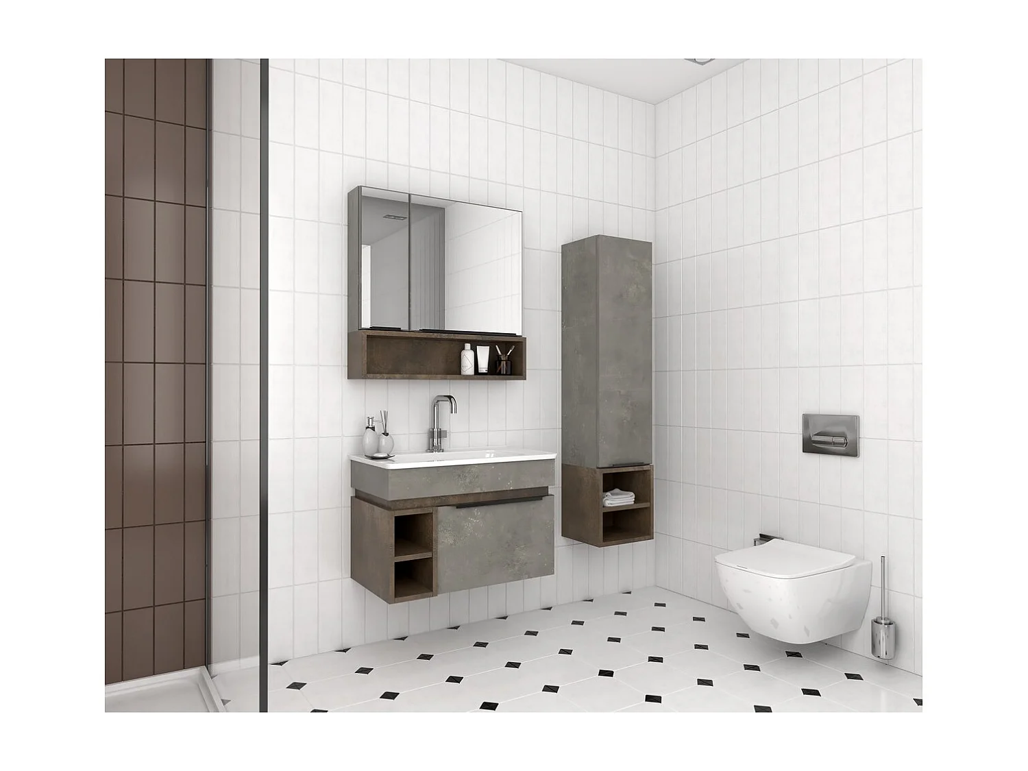 Szafka Podumywalkowa Elegance, Szary, 44x97x51 cm, EPIKASA