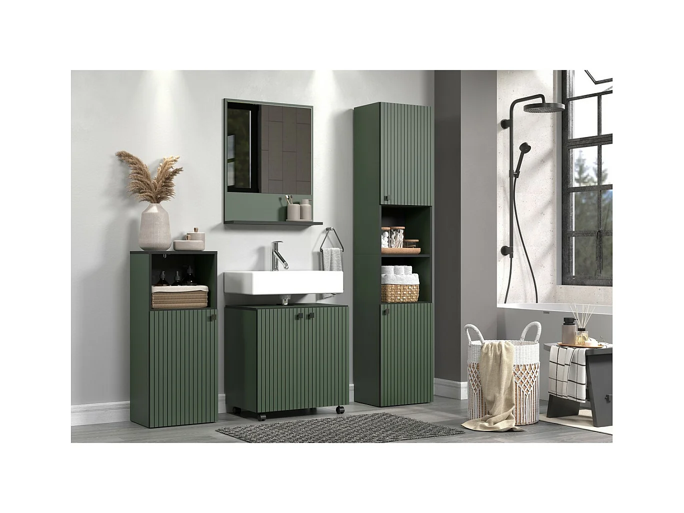 Meuble sous Lavabo Pure, Vert, 60x64x42 cm, EPIKASA