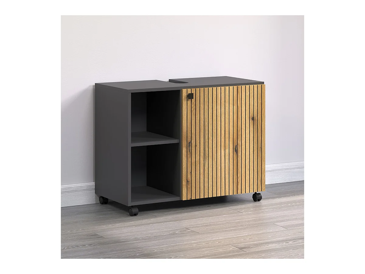 Badkamermeubel onder de Wastafel Pure, Antraciet, 80x42x64 cm, Seven Design