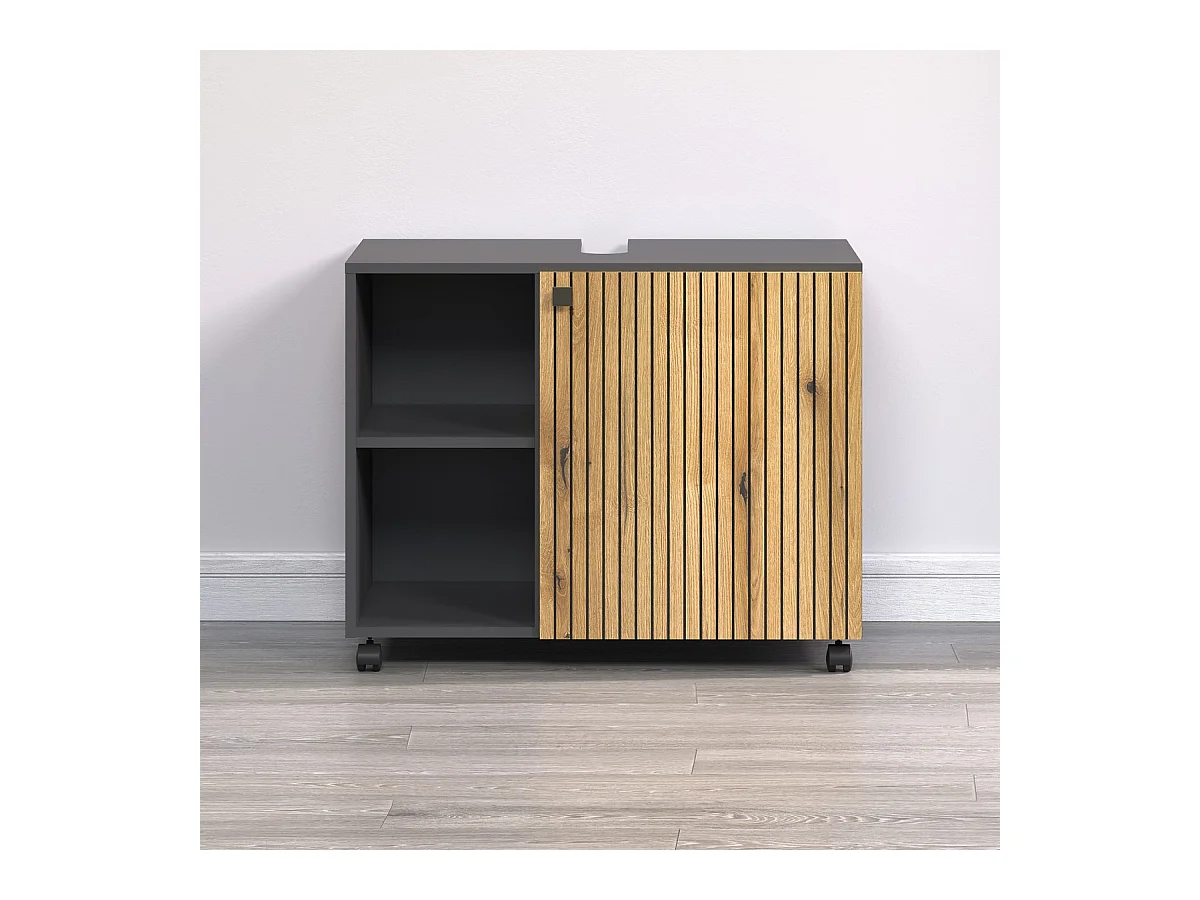 Badkamermeubel onder de Wastafel Pure, Antraciet, 80x42x64 cm, Seven Design