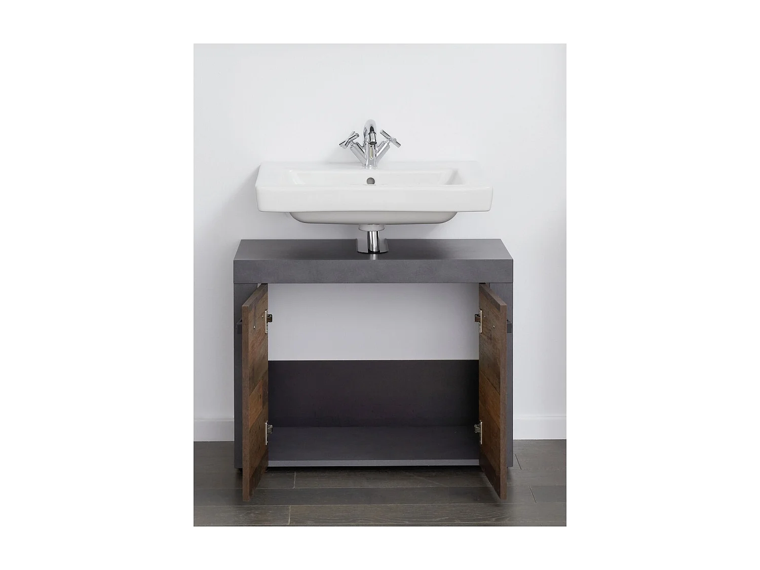Meuble de Salle de Bain Sous Lavabo Indy, Marron, 72x34x56 cm, Seven Design