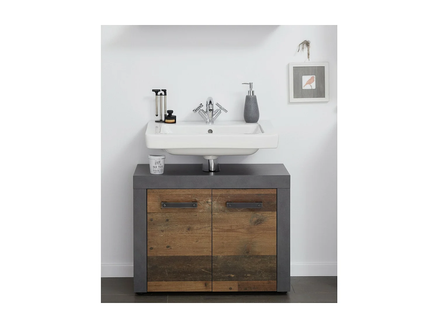 Meuble de Salle de Bain Sous Lavabo Indy, Marron, 72x34x56 cm, Seven Design