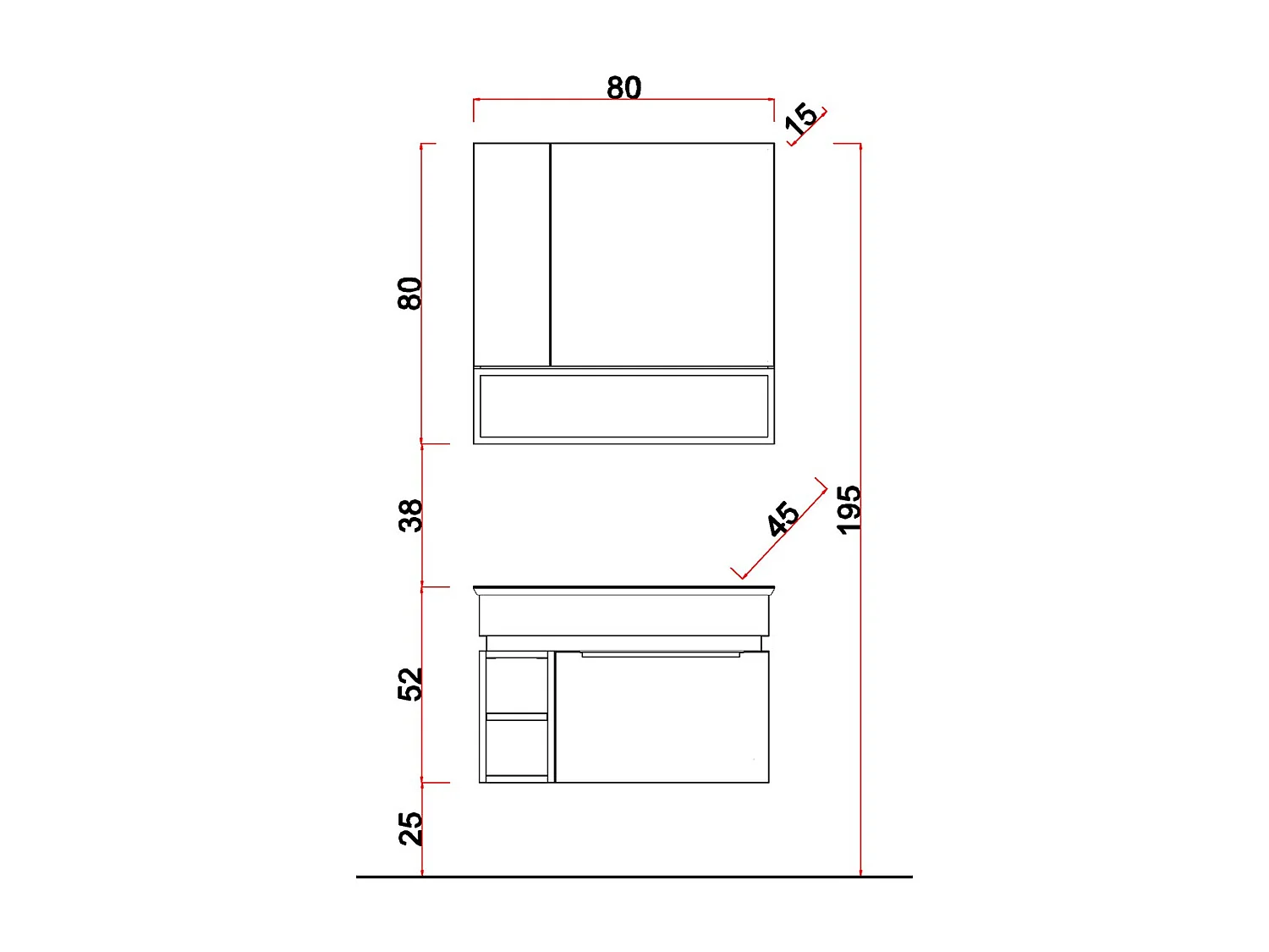 Móvel Sob o Lavatório Elegance, Cinzento, 44x77x51 cm, EPIKASA