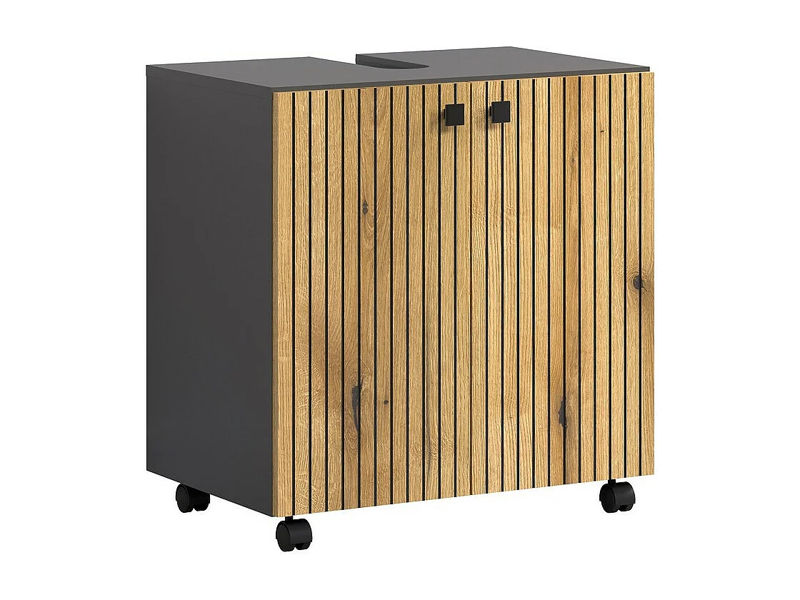 Meuble de Salle de Bain Sous Lavabo Pure, Anthracite, 60x42x64 cm, Seven Design