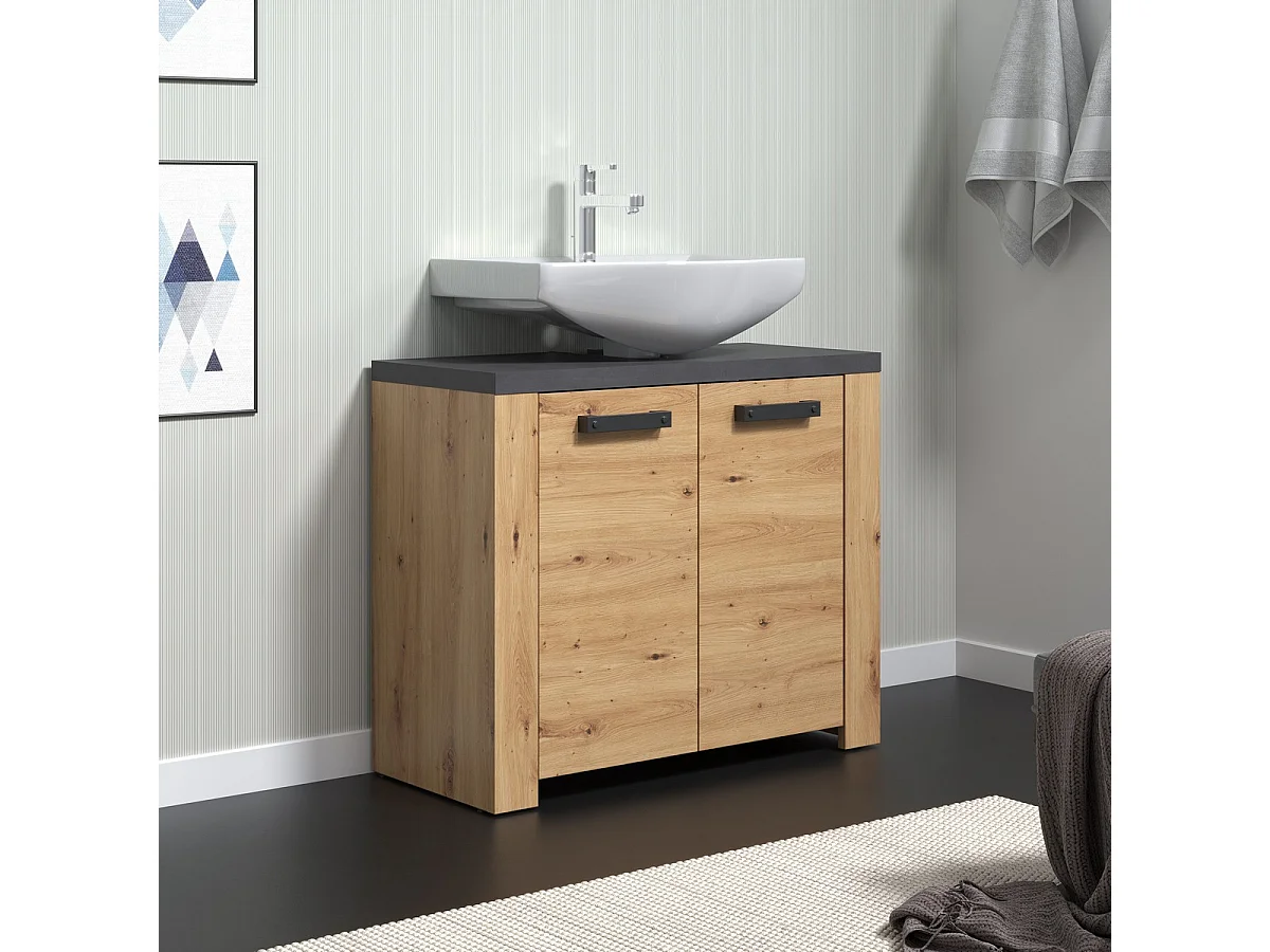 Meuble sous Lavabo Follow, Marron, 79x67x35 cm, EPIKASA