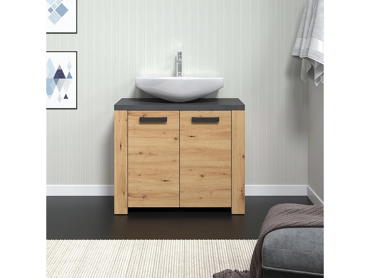 Meuble sous Lavabo Follow, Marron, 79x67x35 cm, EPIKASA