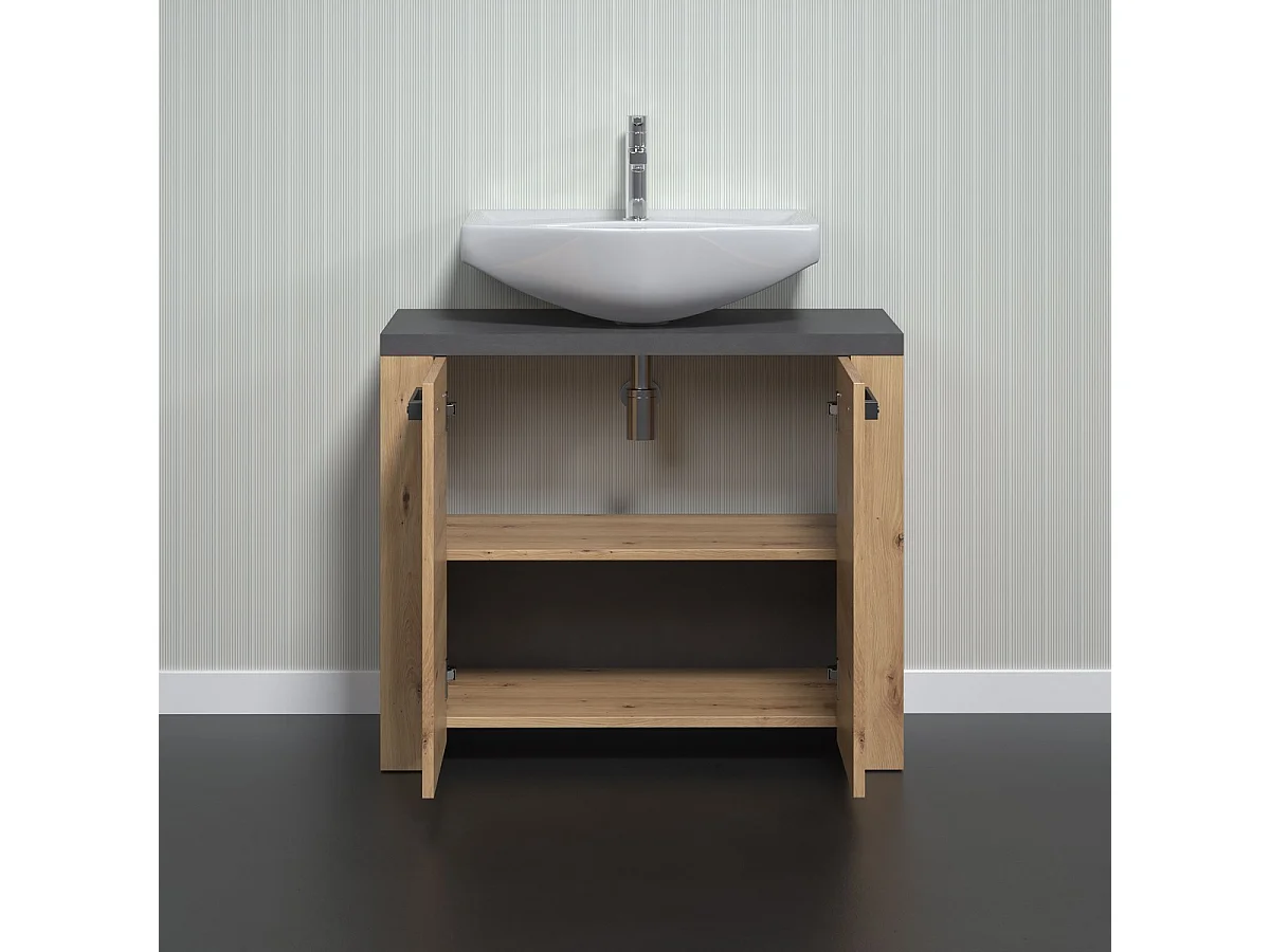 Meuble sous Lavabo Follow, Marron, 79x67x35 cm, EPIKASA