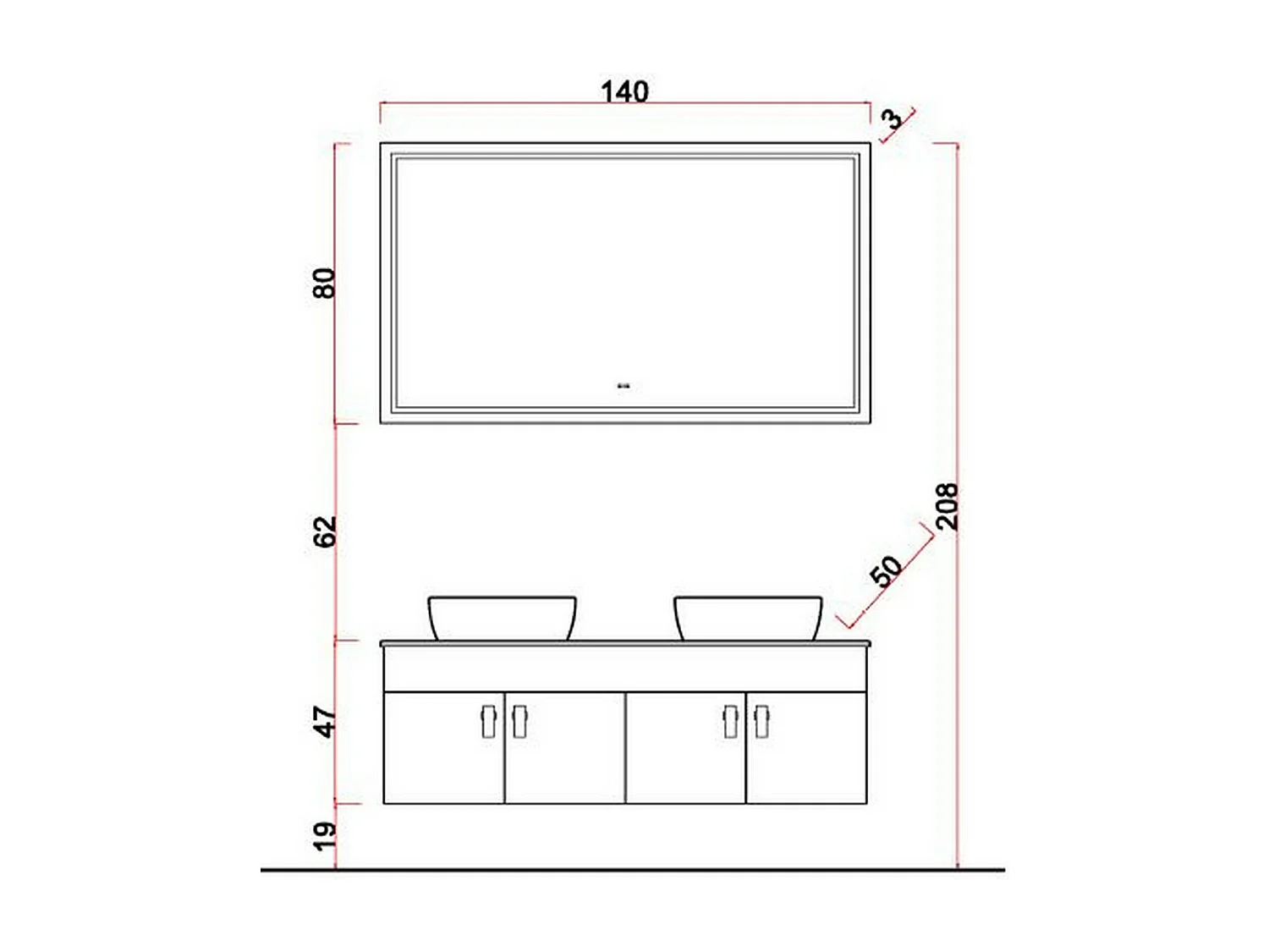 Meuble sous Lavabo Pure, Marron, 49x138x45 cm, EPIKASA