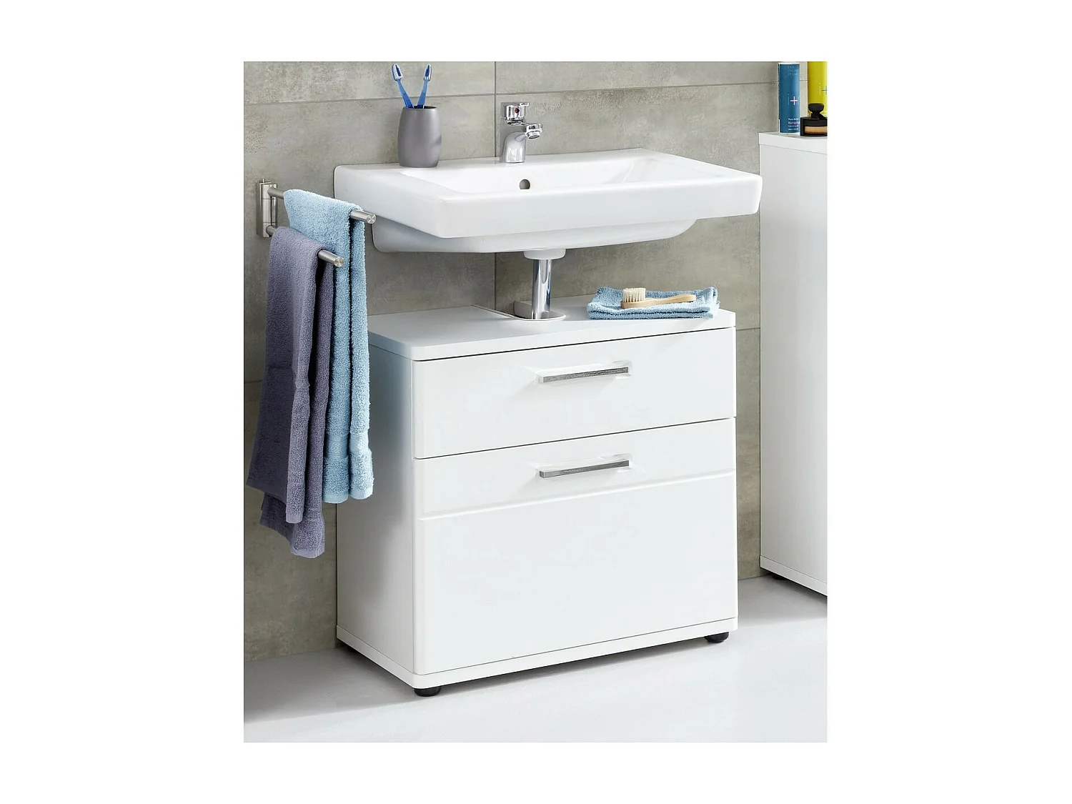 Badkamermeubel onder de Wastafel Monte, Wit, 60x38x58 cm, Seven Design