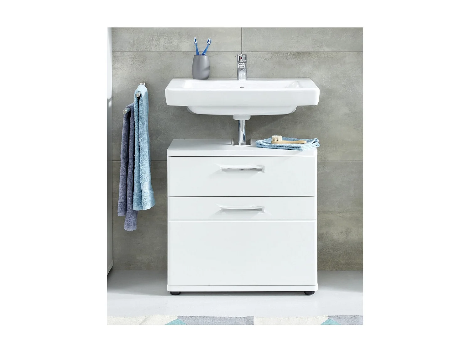 Badkamermeubel onder de Wastafel Monte, Wit, 60x38x58 cm, Seven Design