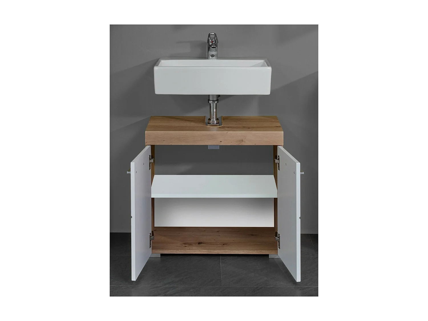 Mueble de Baño para Lavabo Amanda 1, Blanco, 60x34x56 cm, Seven Design