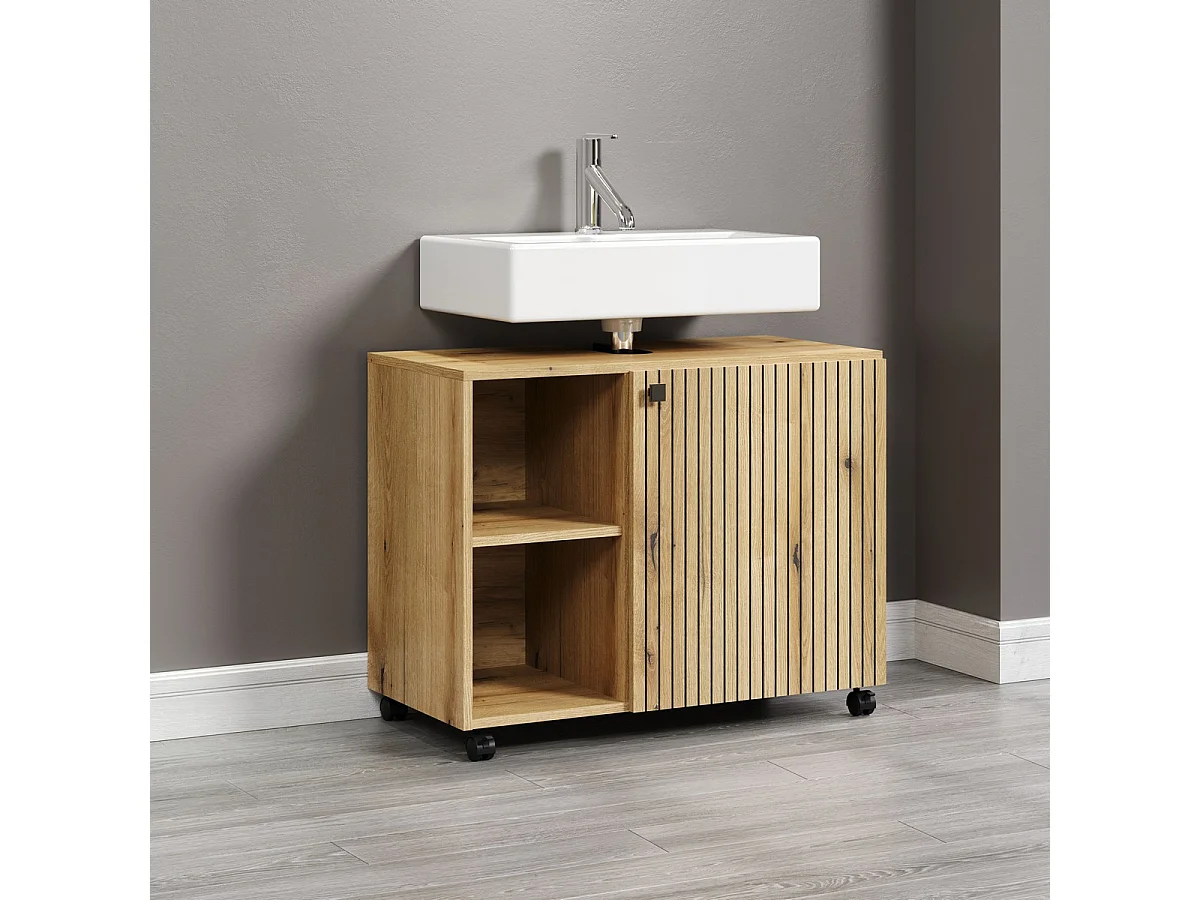 Meuble de Salle de Bain Sous Lavabo Pure, Marron, 80x42x64 cm, Seven Design