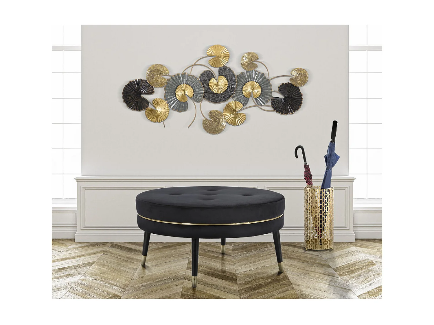 Porta Ombrelli MF333, Oro, 22,5x22,5x47,5 cm, Seven Design