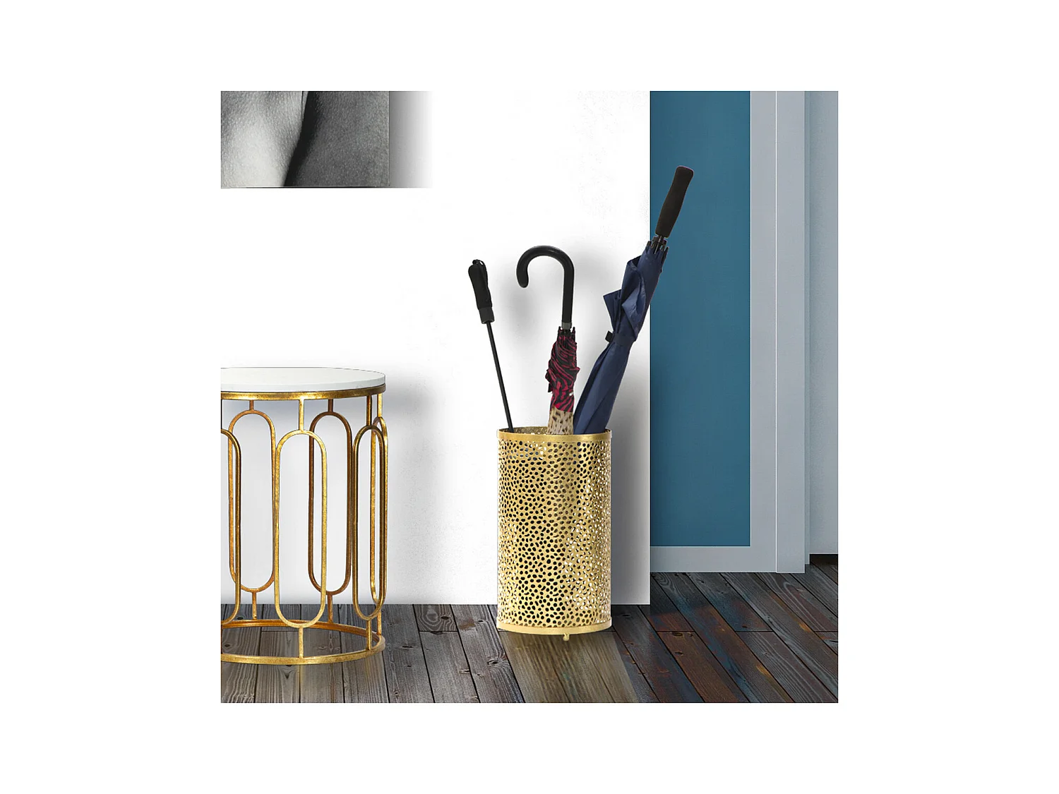 Porte-Parapluie MF332, Or, 24x24x43 cm, Epikasa