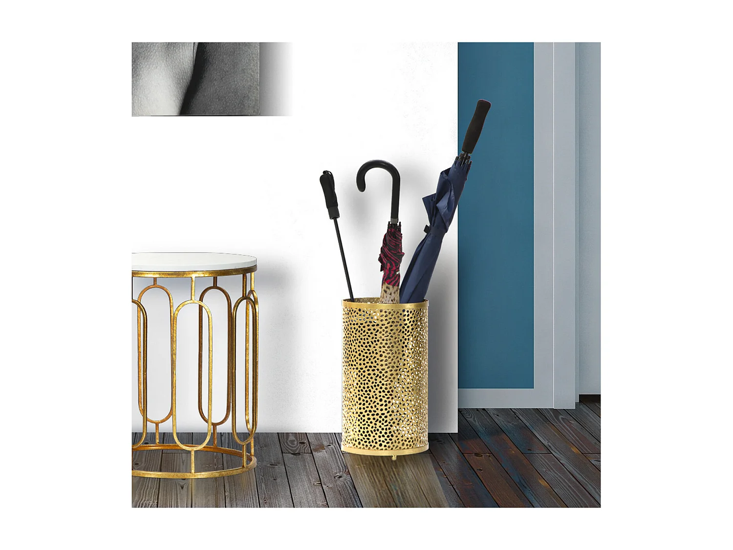 Porte-Parapluie MF332, Or, 24x24x43 cm, Seven Design