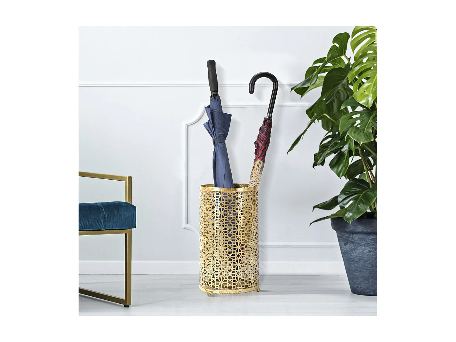 Porte-Parapluie MF330, Or, 24x24x42 cm, Seven Design