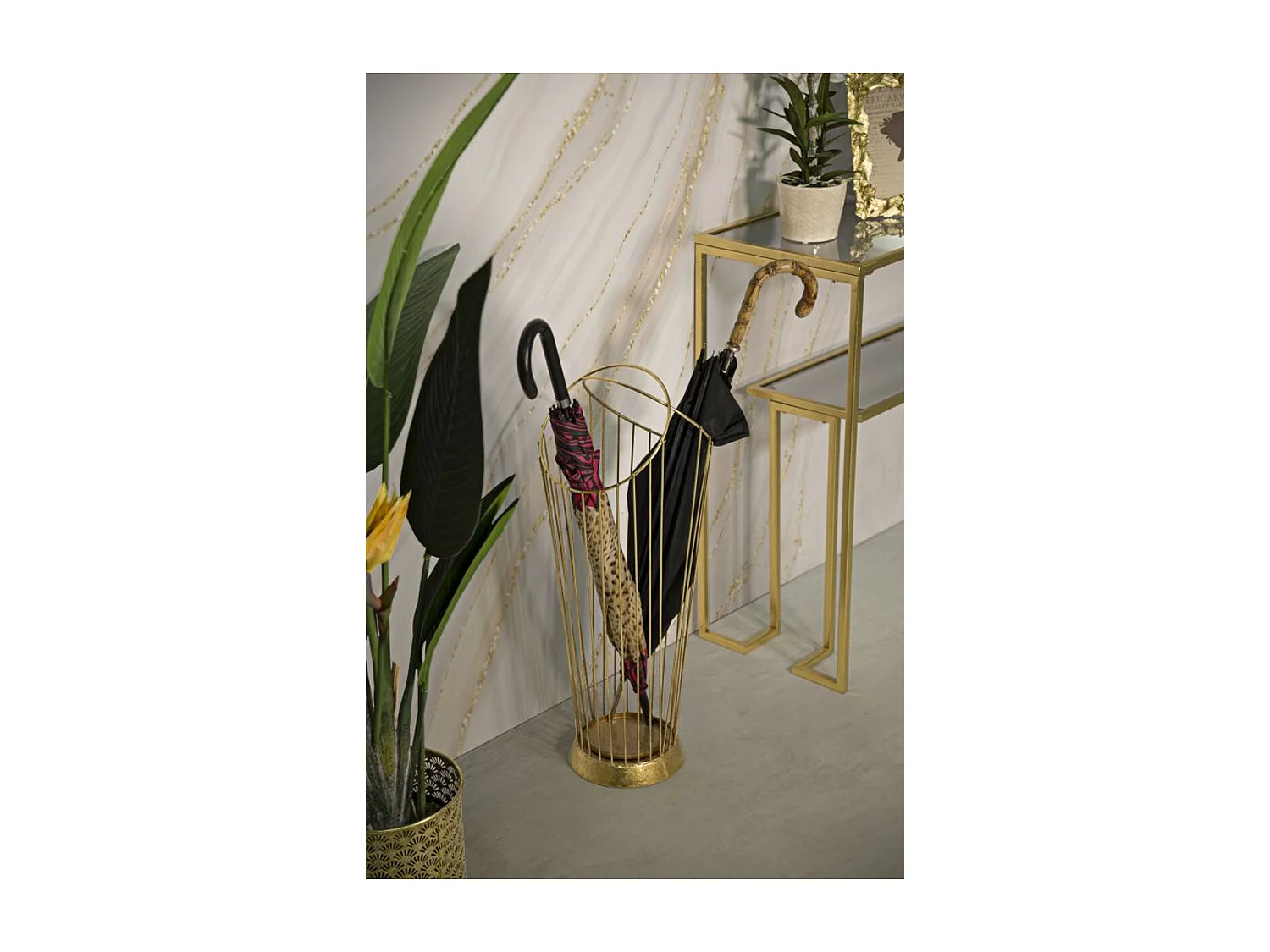 Porta Paraguas MF328, Oro, 26,5x23x68,5 cm, Seven Design