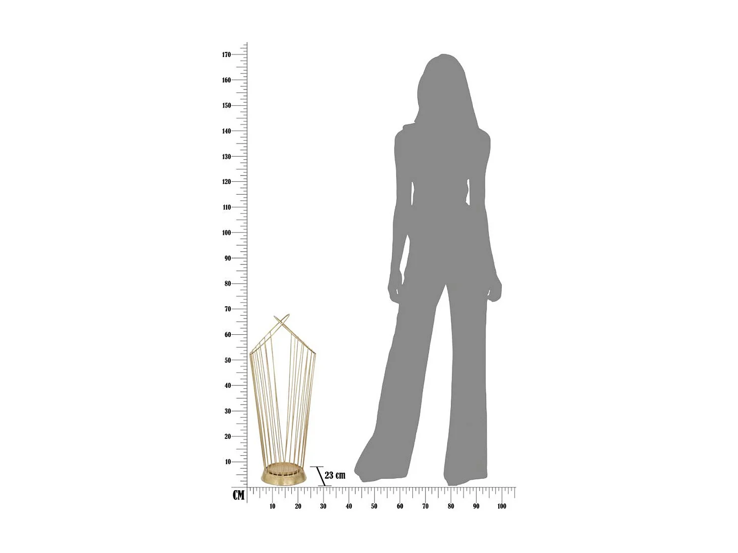 Porta Paraguas MF328, Oro, 26,5x23x68,5 cm, Seven Design