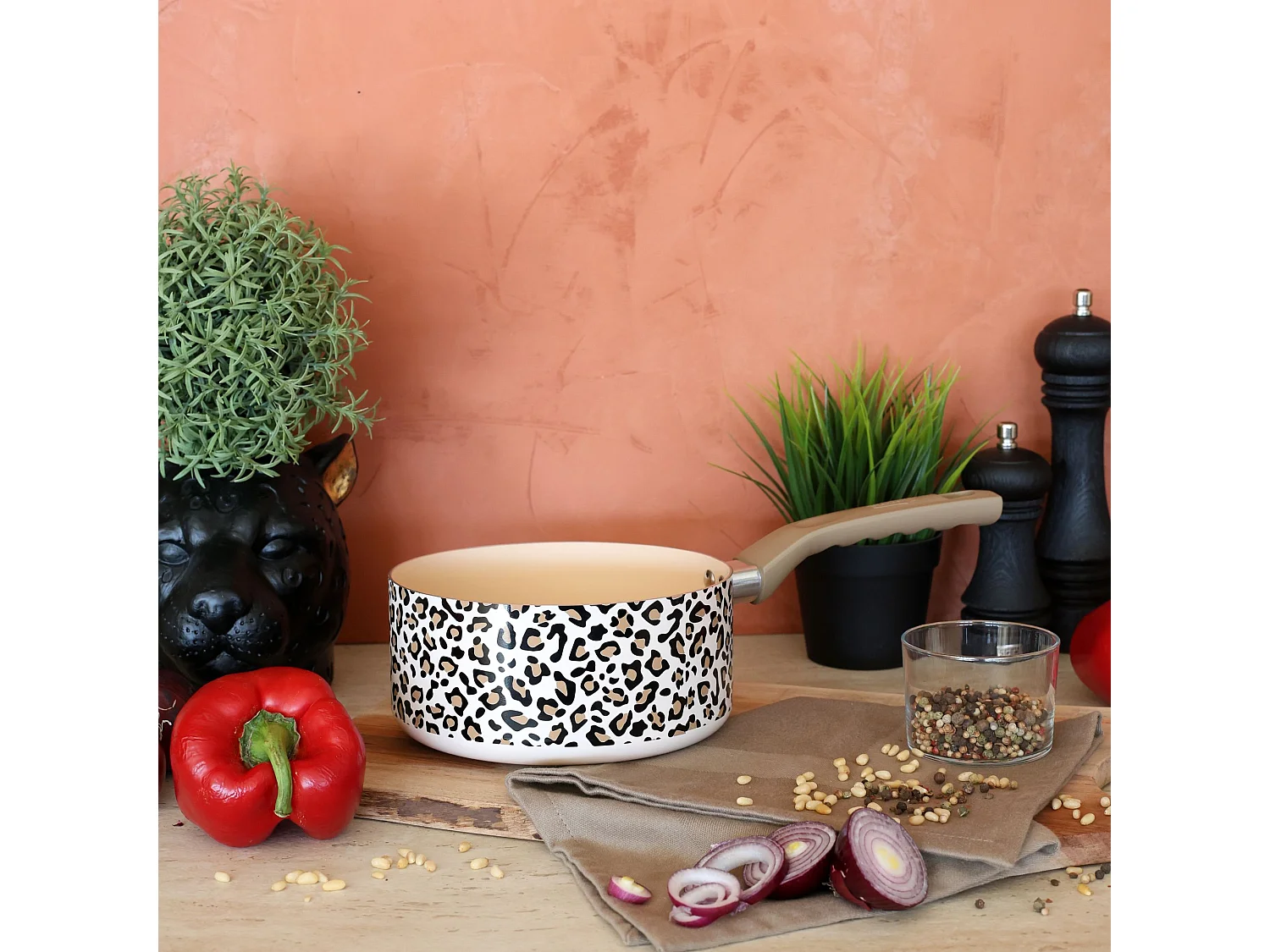 Menastyl - Casserole Leopard 18cm Aluminium Recycle Marron