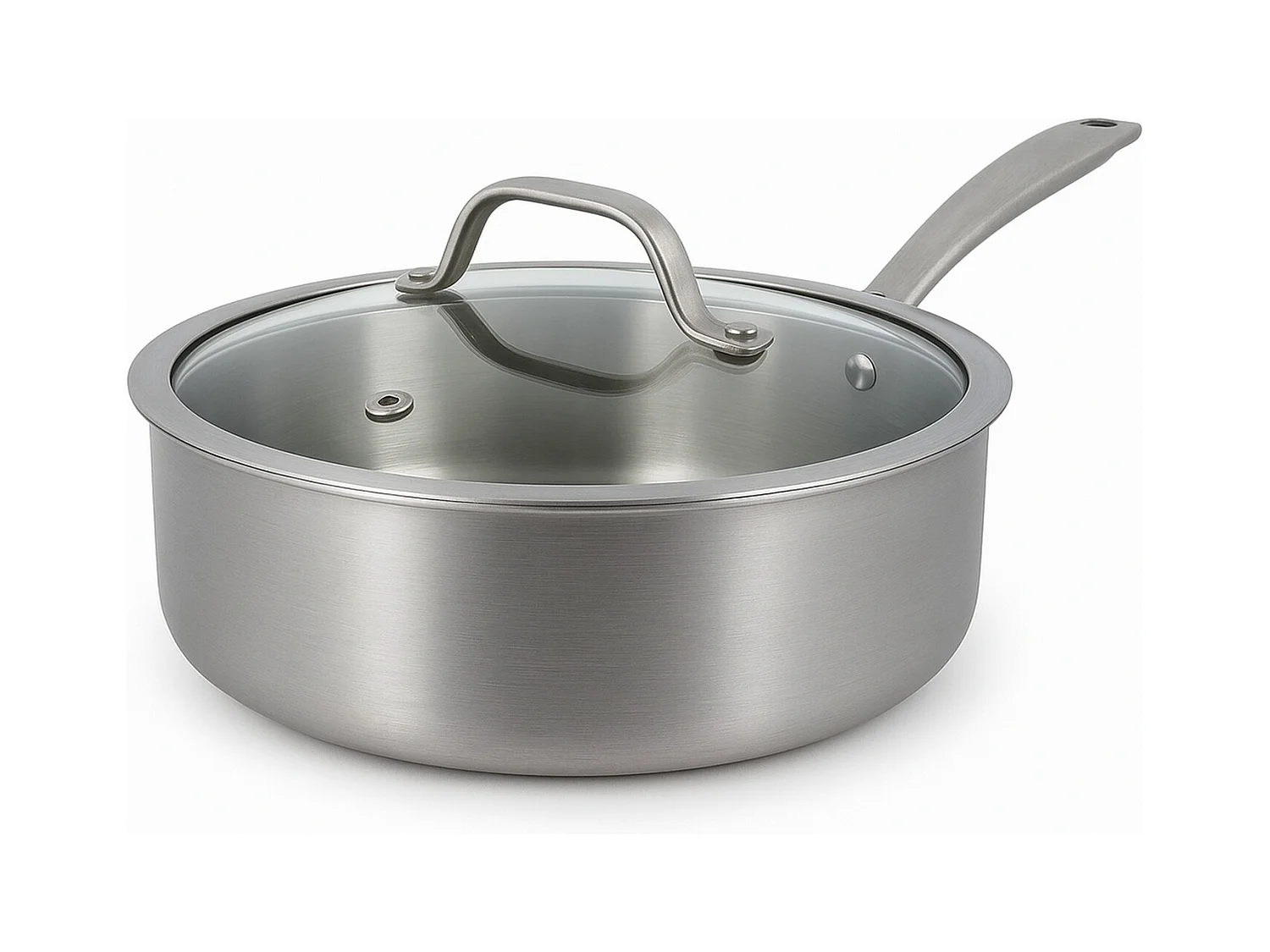 Menastyl - Sauteuse Triply 24cm En Inox Couvercle Verre Fabriquee En France