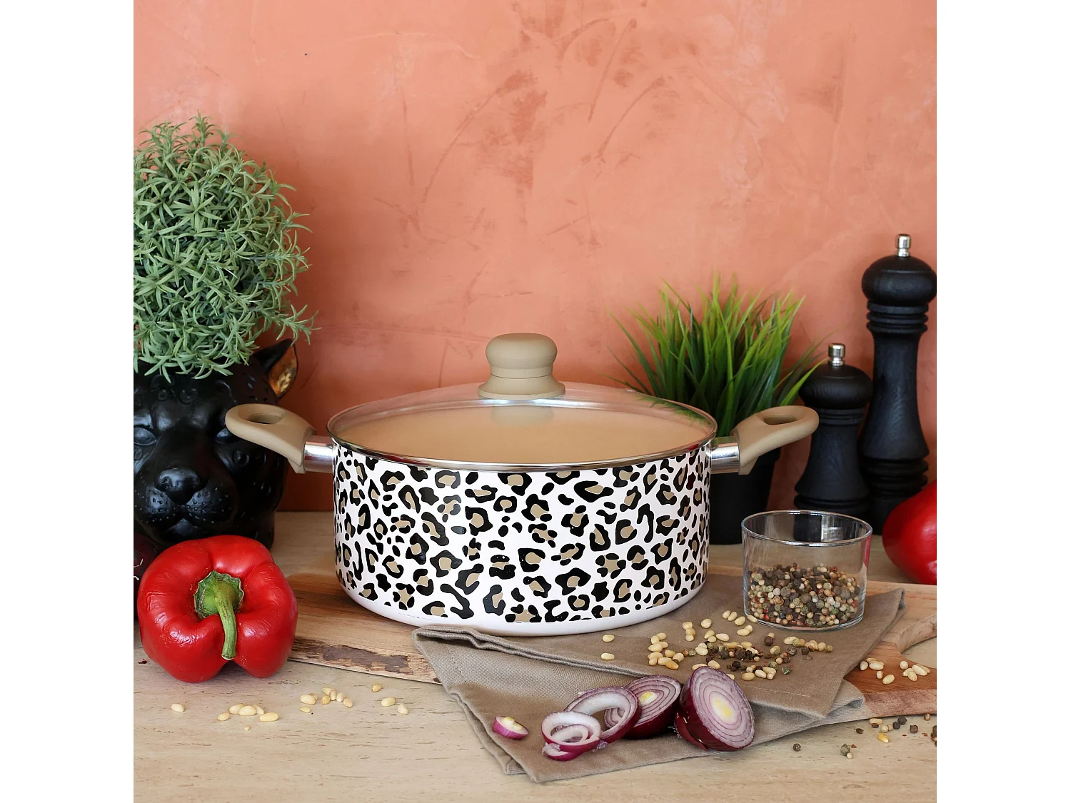 Menastyl - Faitout Léopard 24cm En Aluminium Recyclé Marron