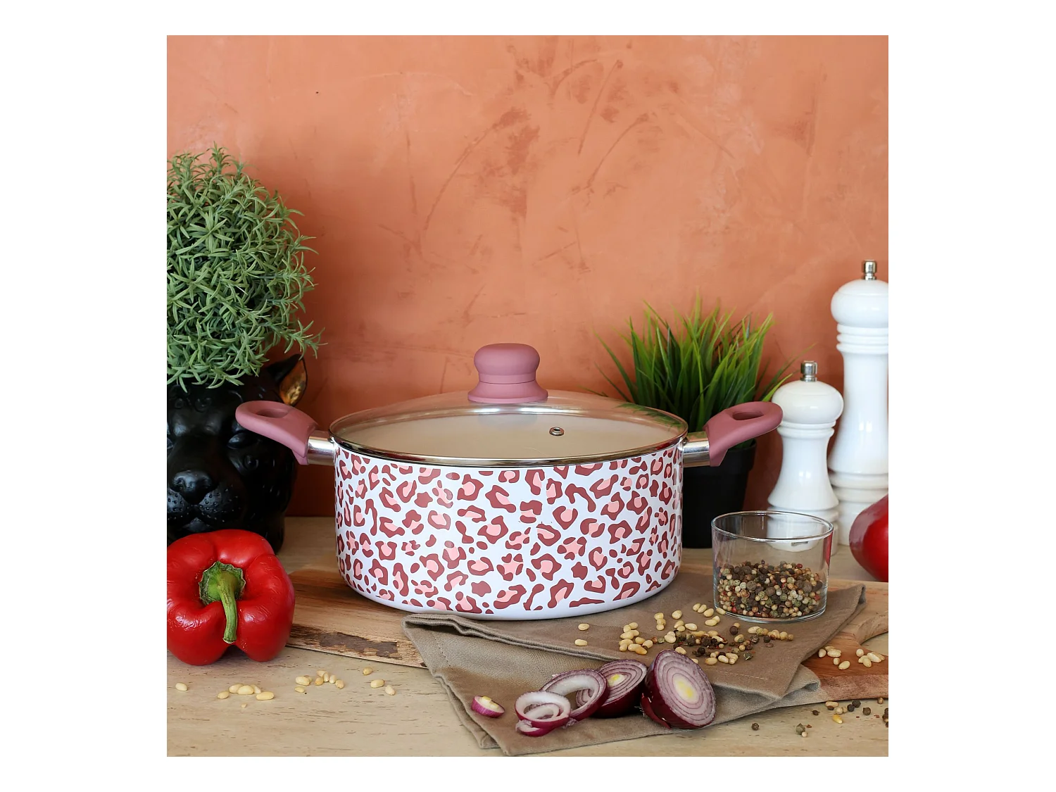 Menastyl - Faitout Leopard 24cm En Aluminium Recycle Rose