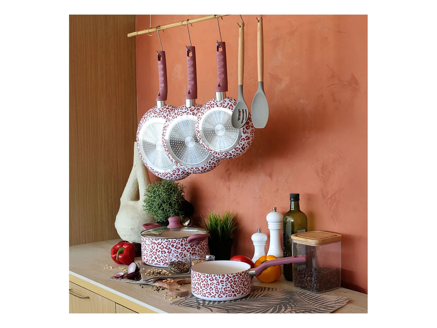 Menastyl - Faitout Leopard 24cm En Aluminium Recycle Rose