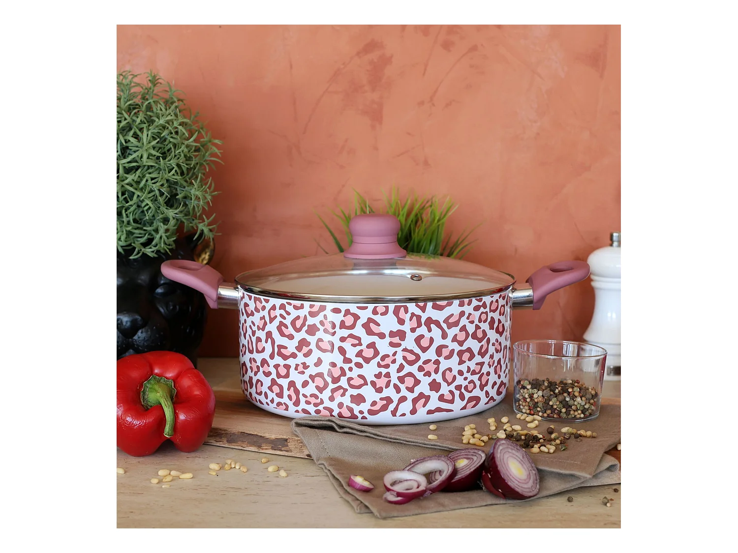 Menastyl - Faitout Leopard 24cm En Aluminium Recycle Rose