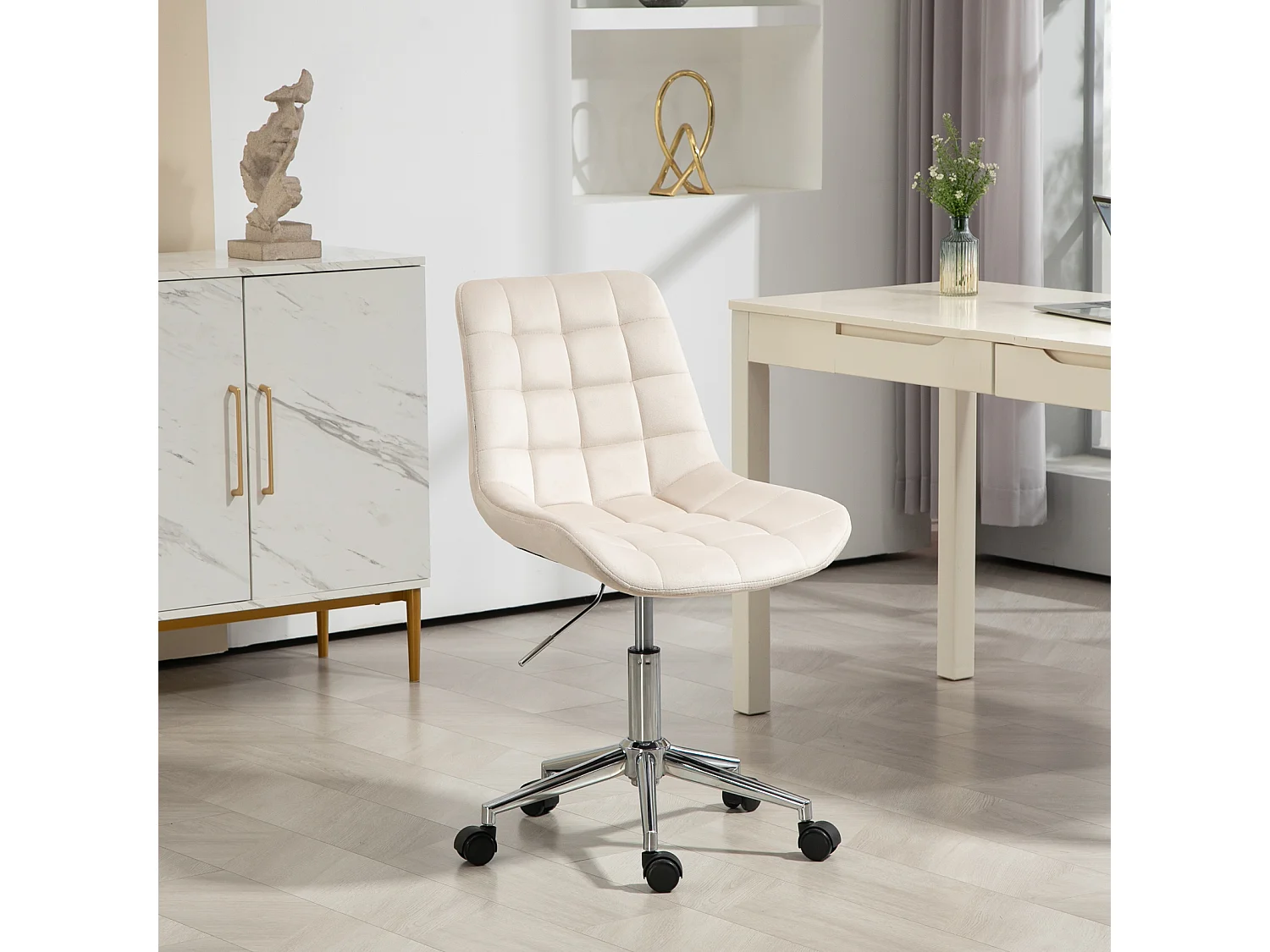 Chaise de bureau SVITA MICKY pour enfants, chaise de bureau réglable en hauteur, chaise pivotante, créme
