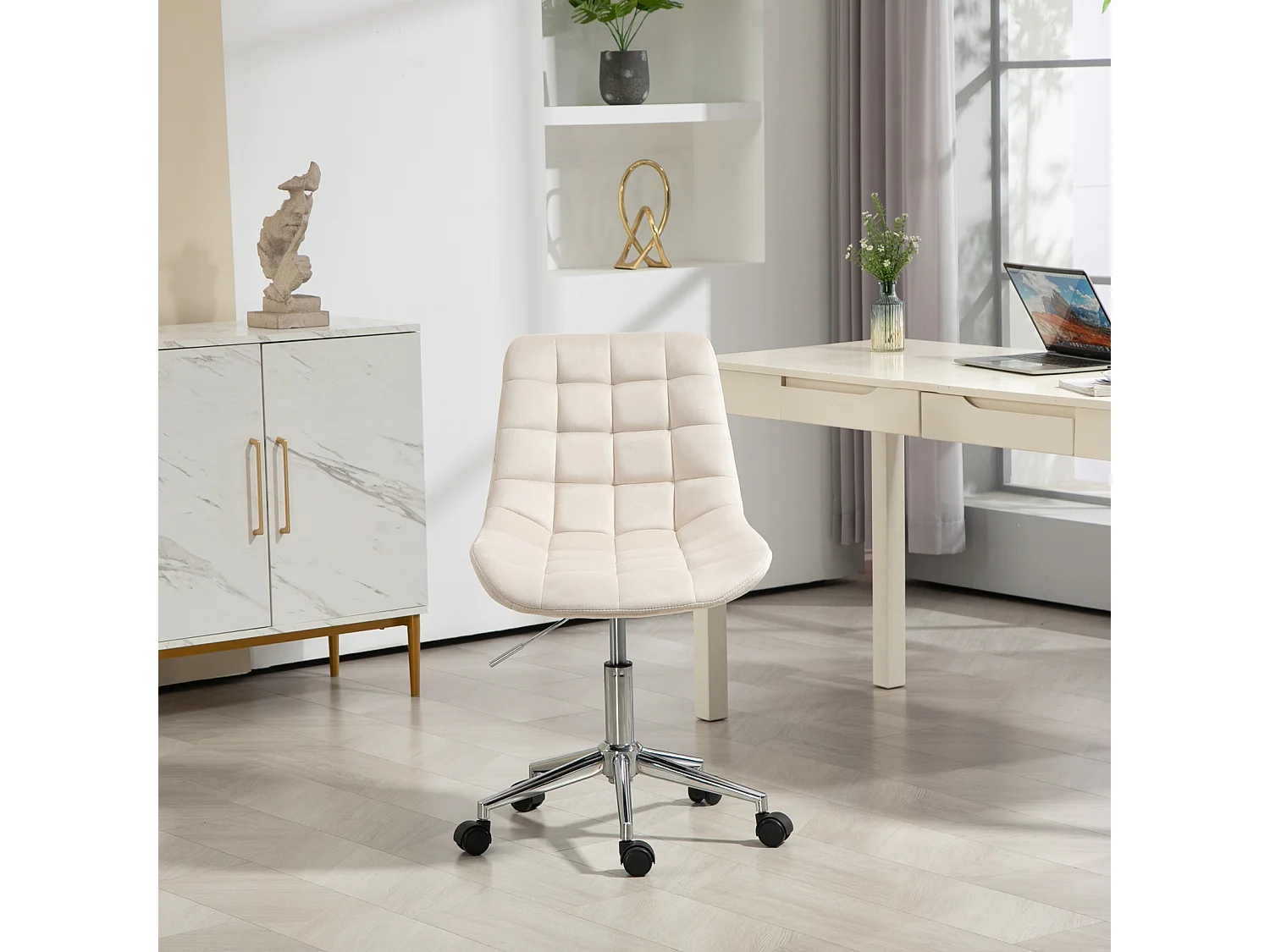 Chaise de bureau SVITA MICKY pour enfants, chaise de bureau réglable en hauteur, chaise pivotante, créme
