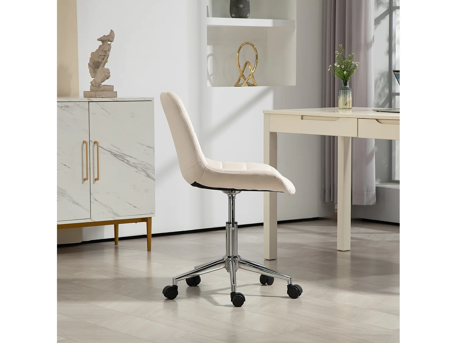 Chaise de bureau SVITA MICKY pour enfants, chaise de bureau réglable en hauteur, chaise pivotante, créme